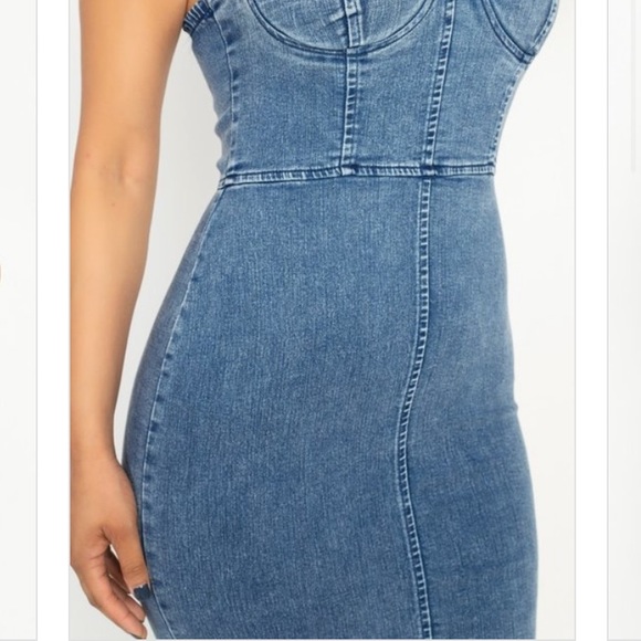 ‼️ Denim Jean Bra Cup Fitted Stretch Mini Dress - Picture 6 of 8